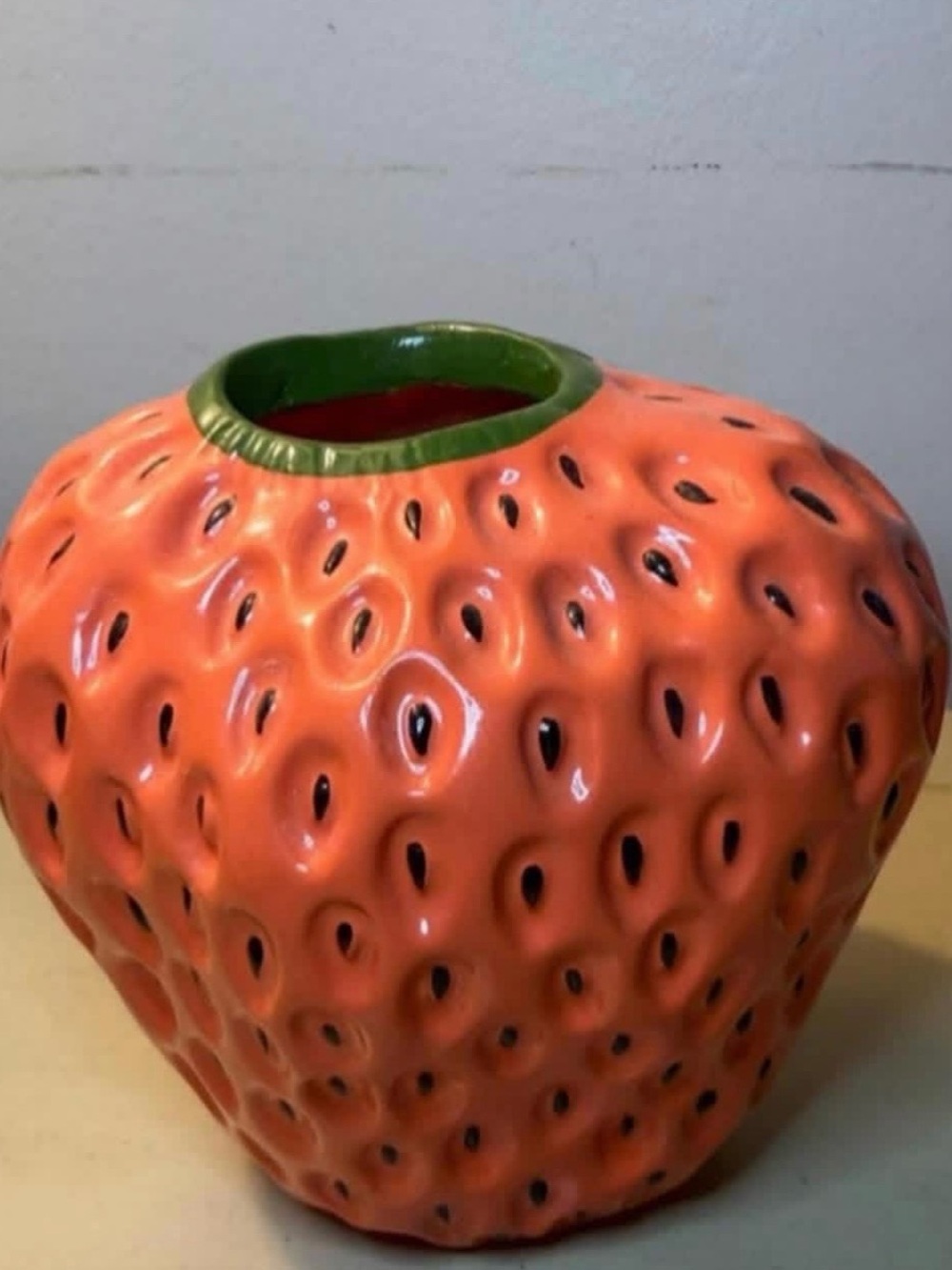 Vintage Strawberry Ceramic Vase 🍓